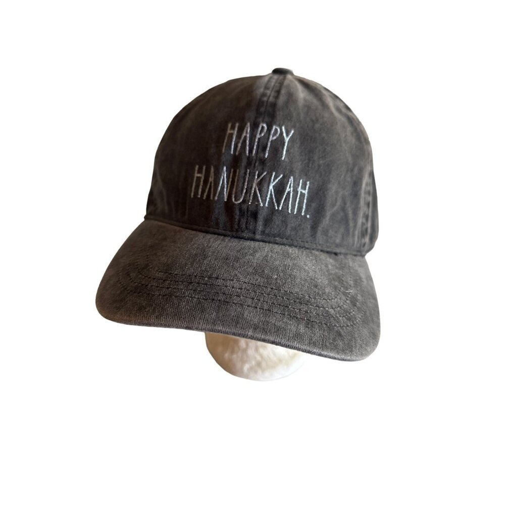 NWT Rae Dunn "Happy Hanukkah" Washed‎ Black Baseball Cap